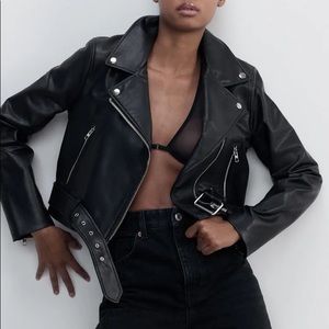 Zara faux leather biker jacket. Size Medium.
